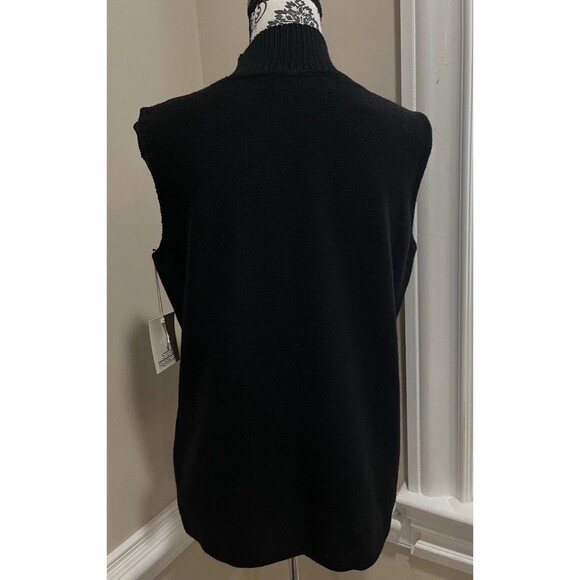 NWT Steve Fabrikant Black Santana Knit Sleeveless Mock Neck Shell Top 1X XL Saks - Picture 5 of 13